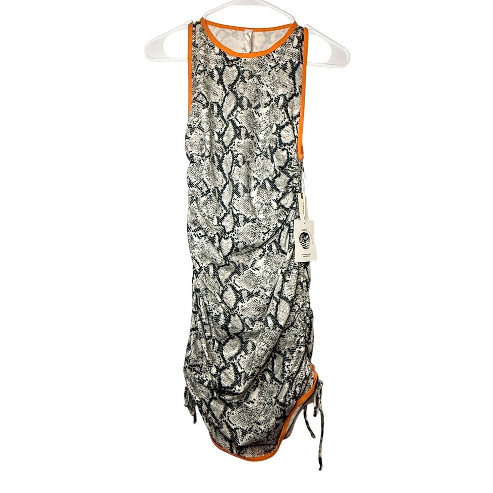 Daily Practice Anthropologie Snake Print Ruched Dress Small NWT $88